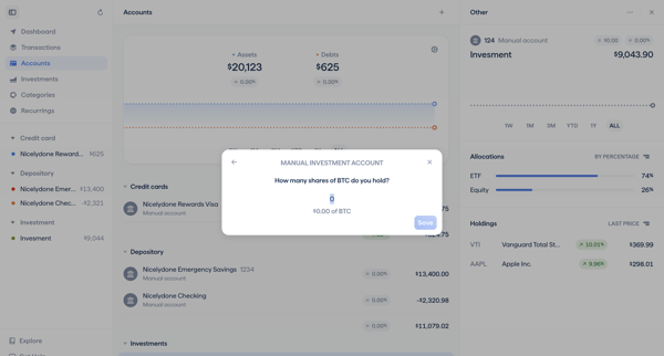 Copilot Money | Accounts screen
