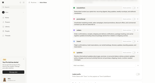 Auto-inbox screen
