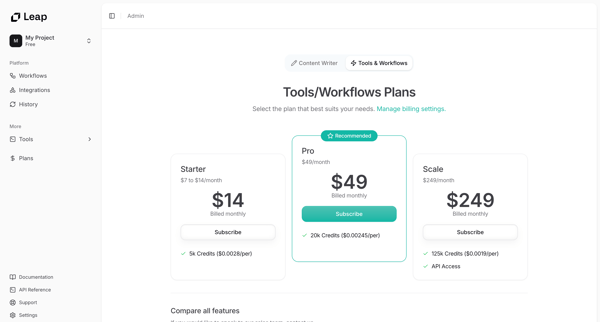 Leap AI | Automate any workflow with AI screen