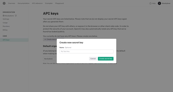 API keys - OpenAI API from OpenAI