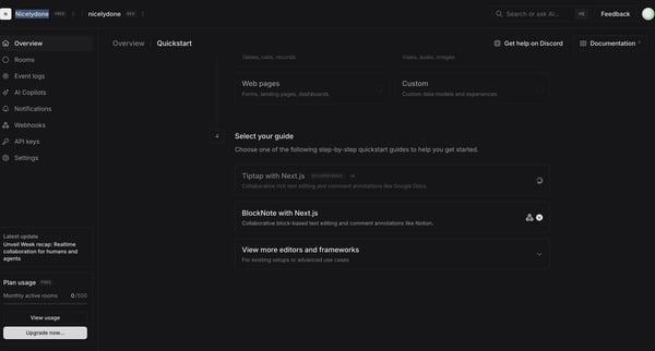 nicelydone (Development) | nicelydone (Development) | Quickstart screen