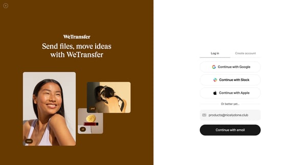 WeTransfer account | WeTransfer screen