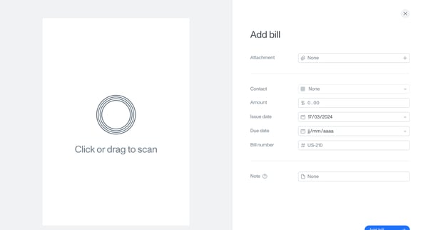 Add bill • Tola screen