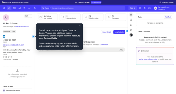 Alex Johnson | Nicelydone CRM screen