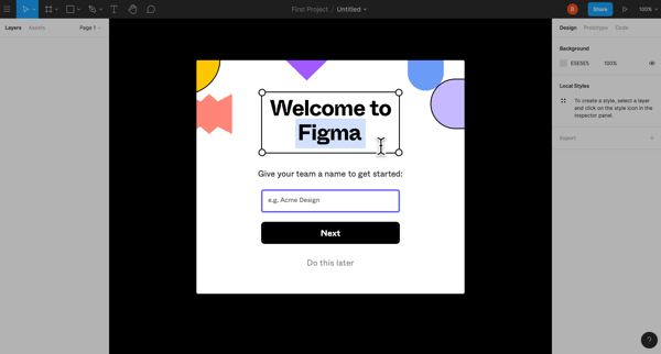 Sign up screen