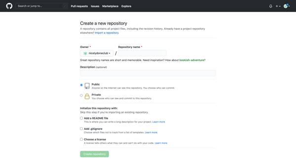 Create a New Repository from Github