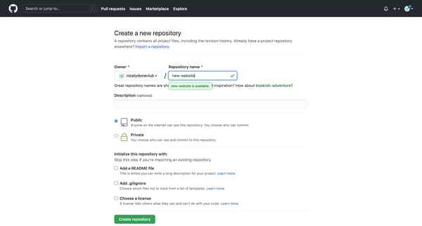 Create a New Repository from Github