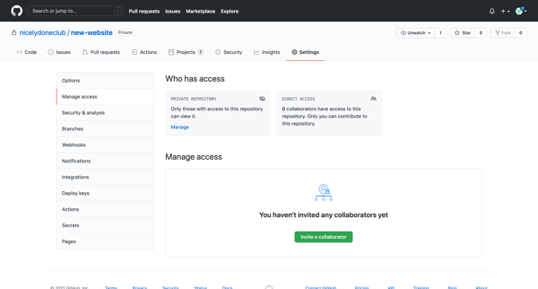 Manage access screen
