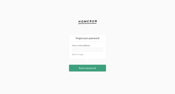 Password reset screen