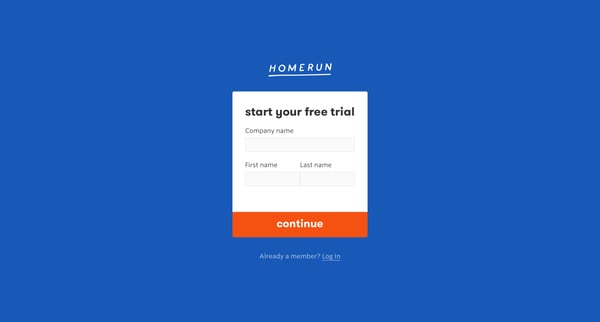 Sign up from Homerun