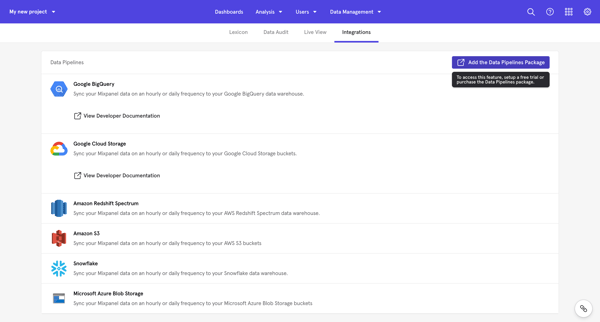 My new project - Integrations - Mixpanel | Product Analytics from Mixpanel