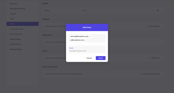 My new project - Settings - Mixpanel | Product Analytics screen