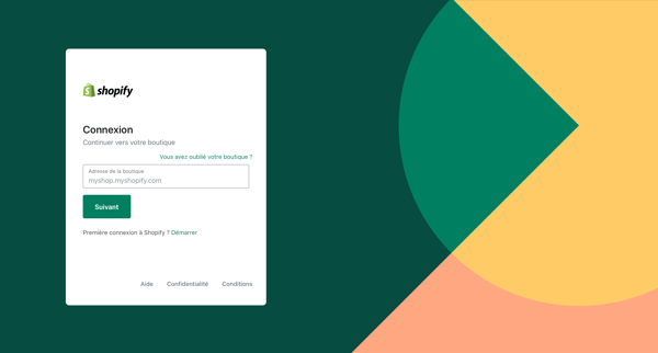 Shopify – Connexion screen