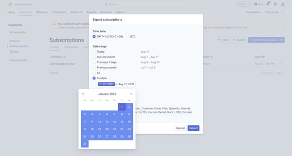 Subscriptions – nicelydone.club – Stripe screen