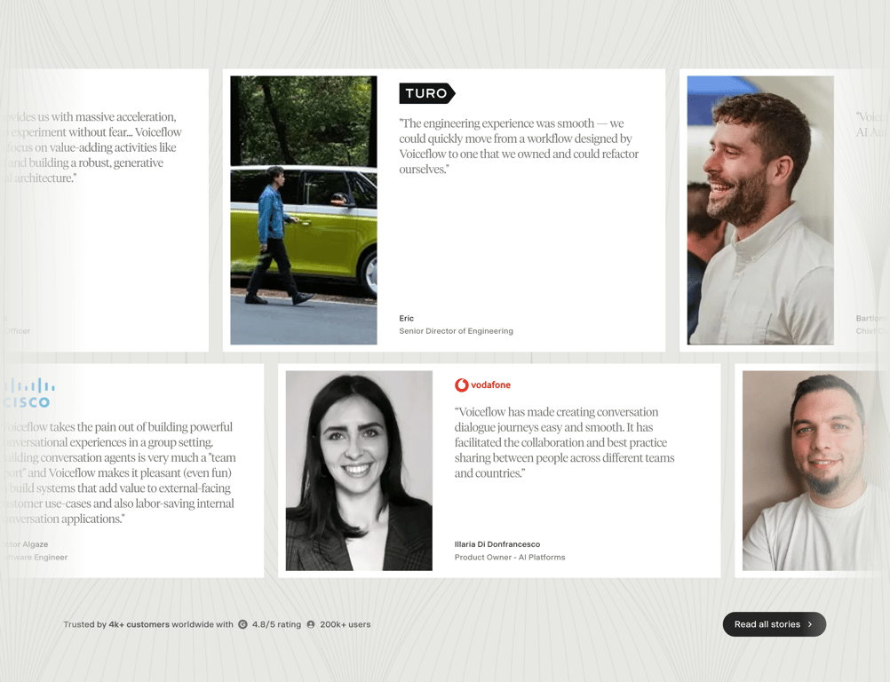 Voiceflow — Testimonial component