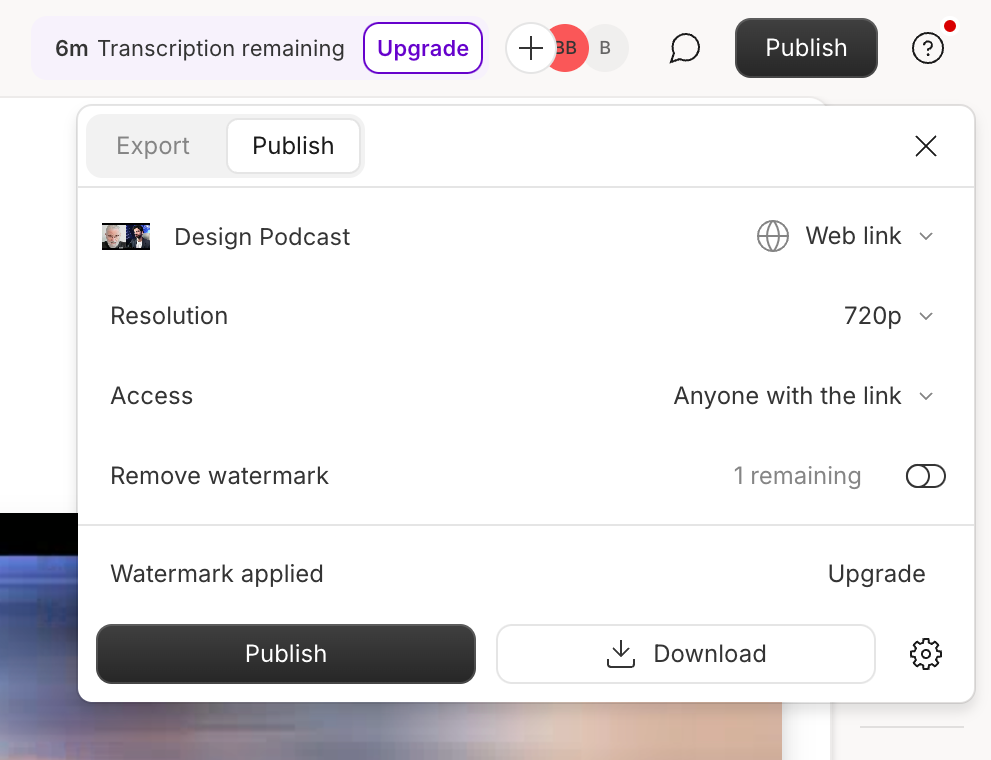 Descript — Dropdown menu component