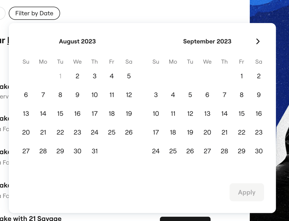 SeatGeek — Datepicker component