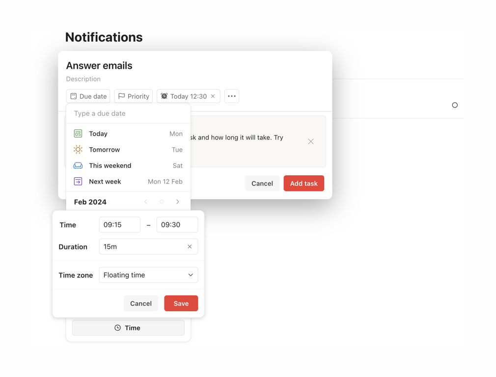 Todoist — Datepicker component