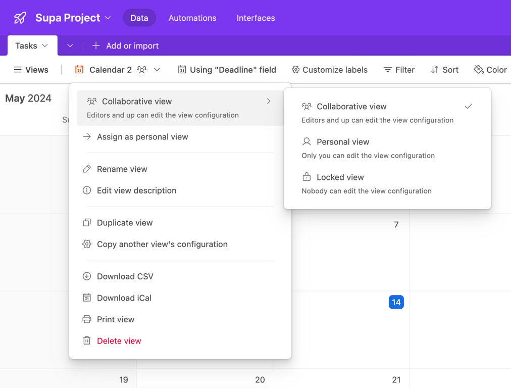 Airtable — Dropdown menu component