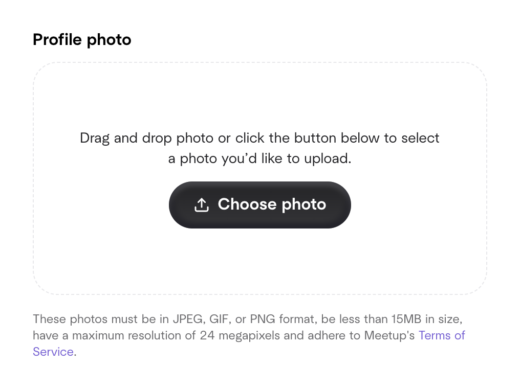 Meetup — File upload input component
