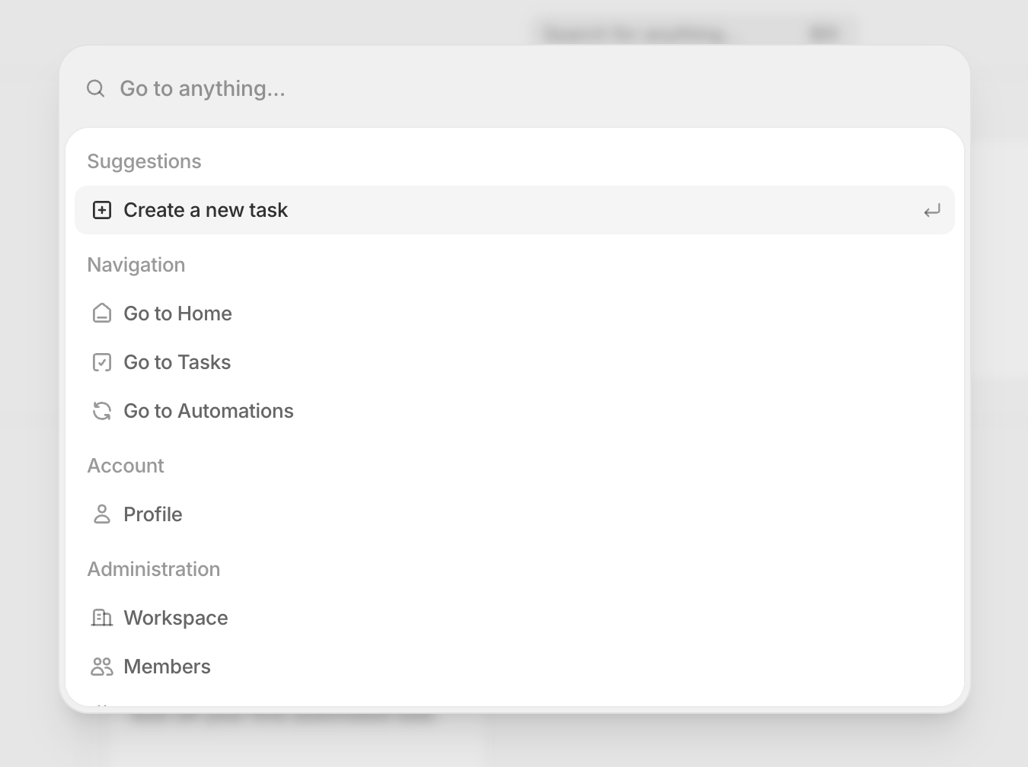 Tembo — Command palette component