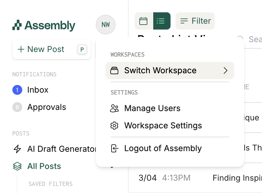 Assembly — Dropdown menu component