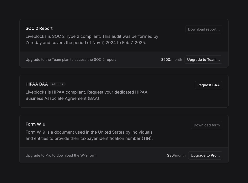 Liveblocks — Upgrade your plan component