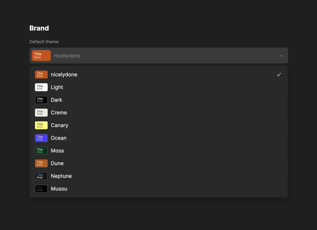 Tome — Theme settings component