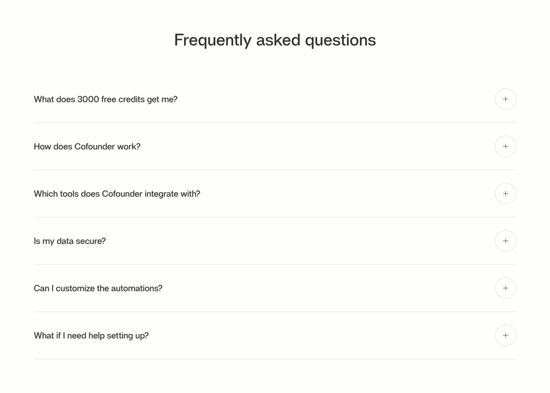 Cofounder — FAQ component