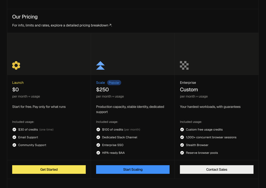 Steel — Pricing section component