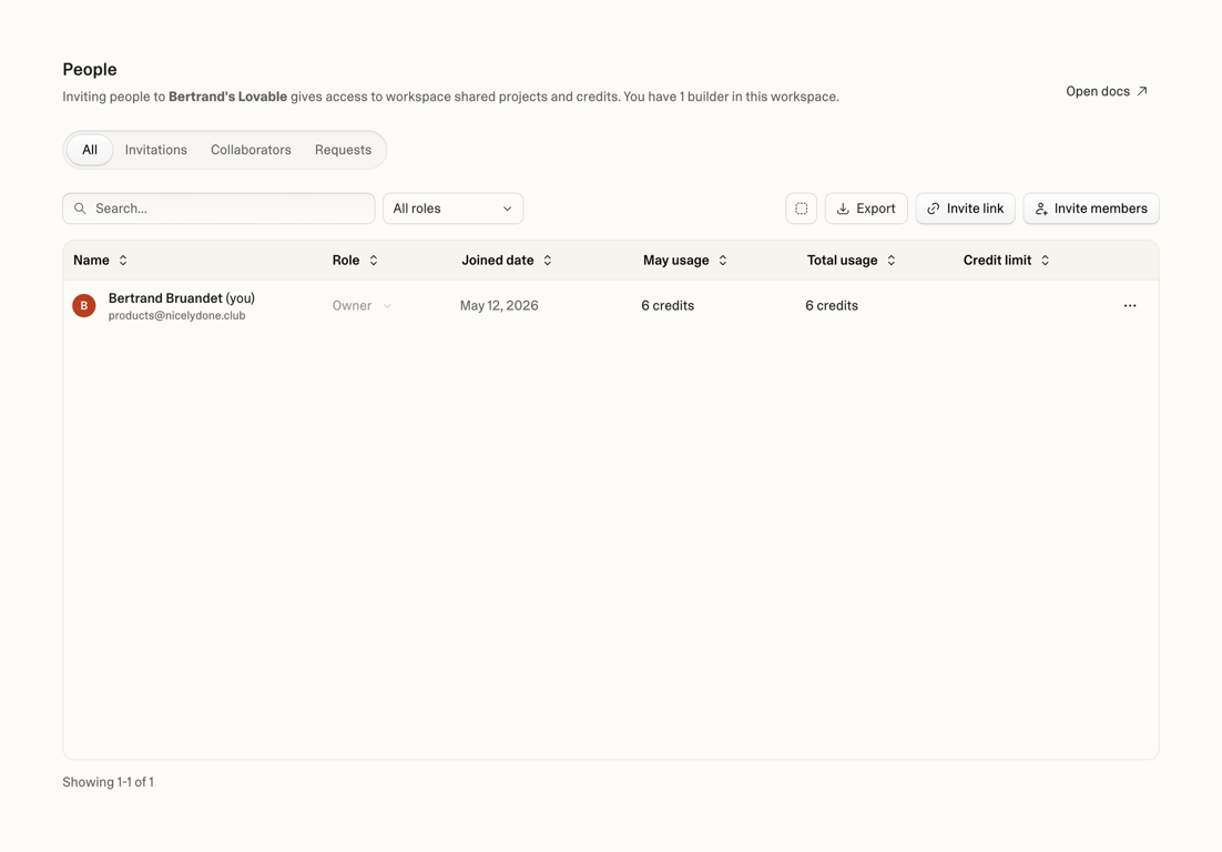 Lovable — Table component