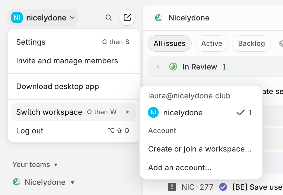 Linear — Dropdown menu component