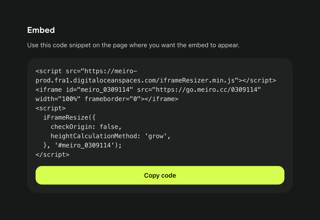 Meiro — Code block component