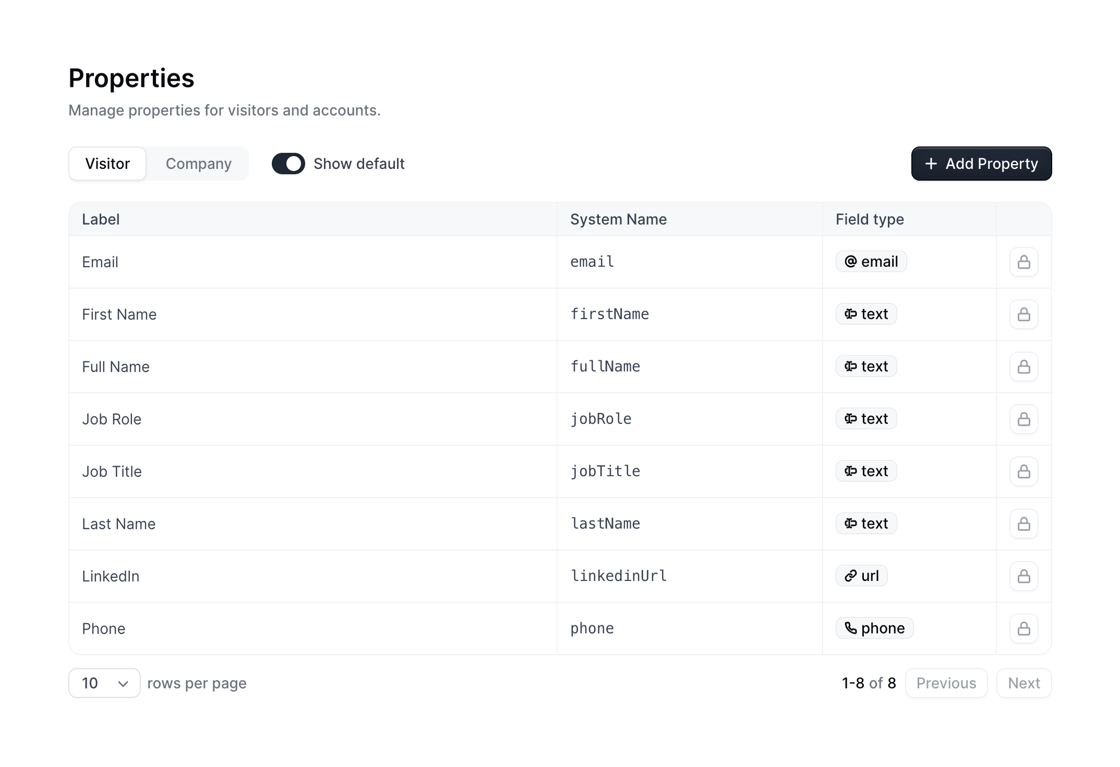 Navattic — Table component