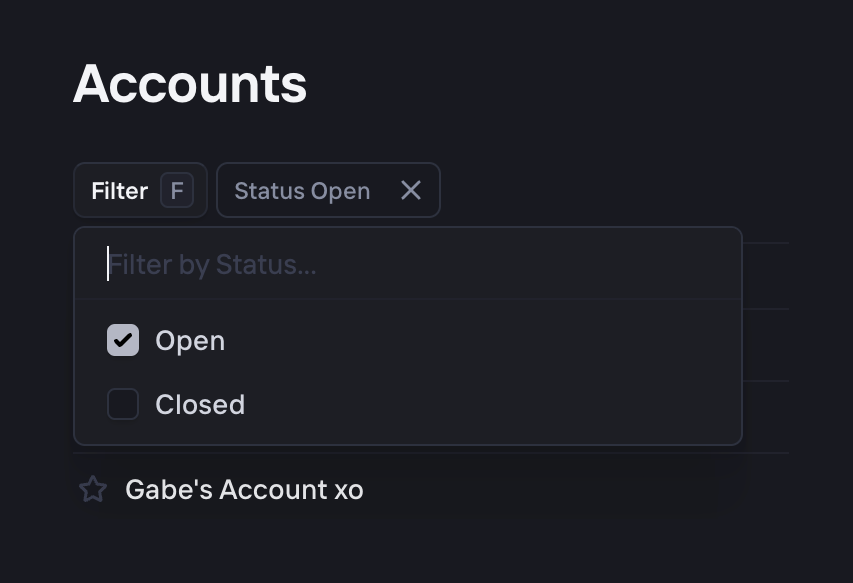 Increase — Sorting & filtering component