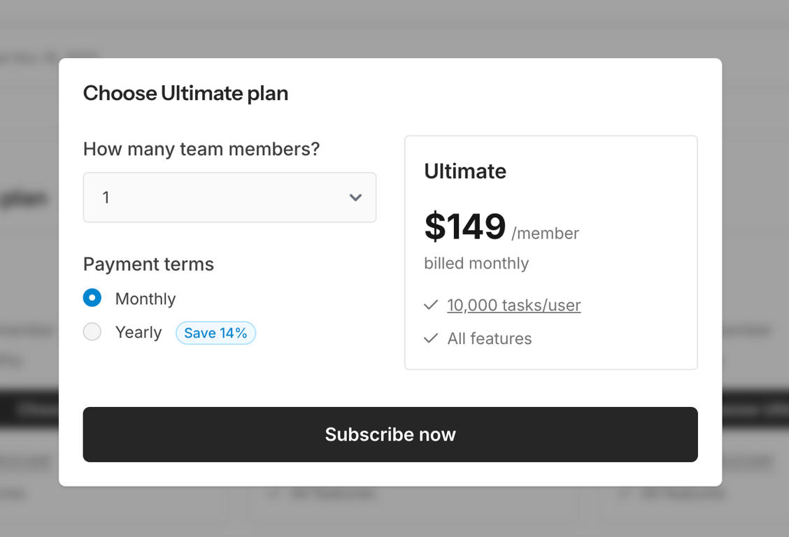 Quin — Pricing section component