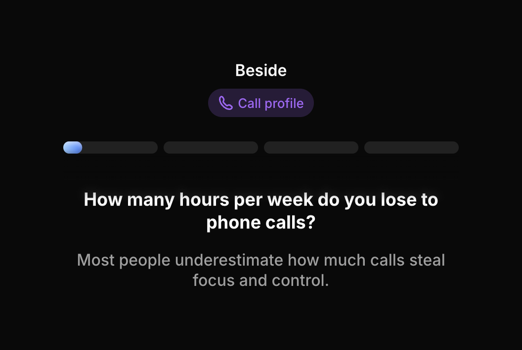 Beside — Progress indicator component