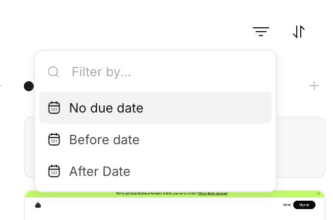Workflow — Sorting & filtering component