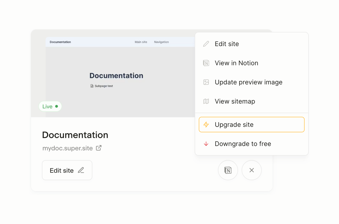 Super — Dropdown menu component