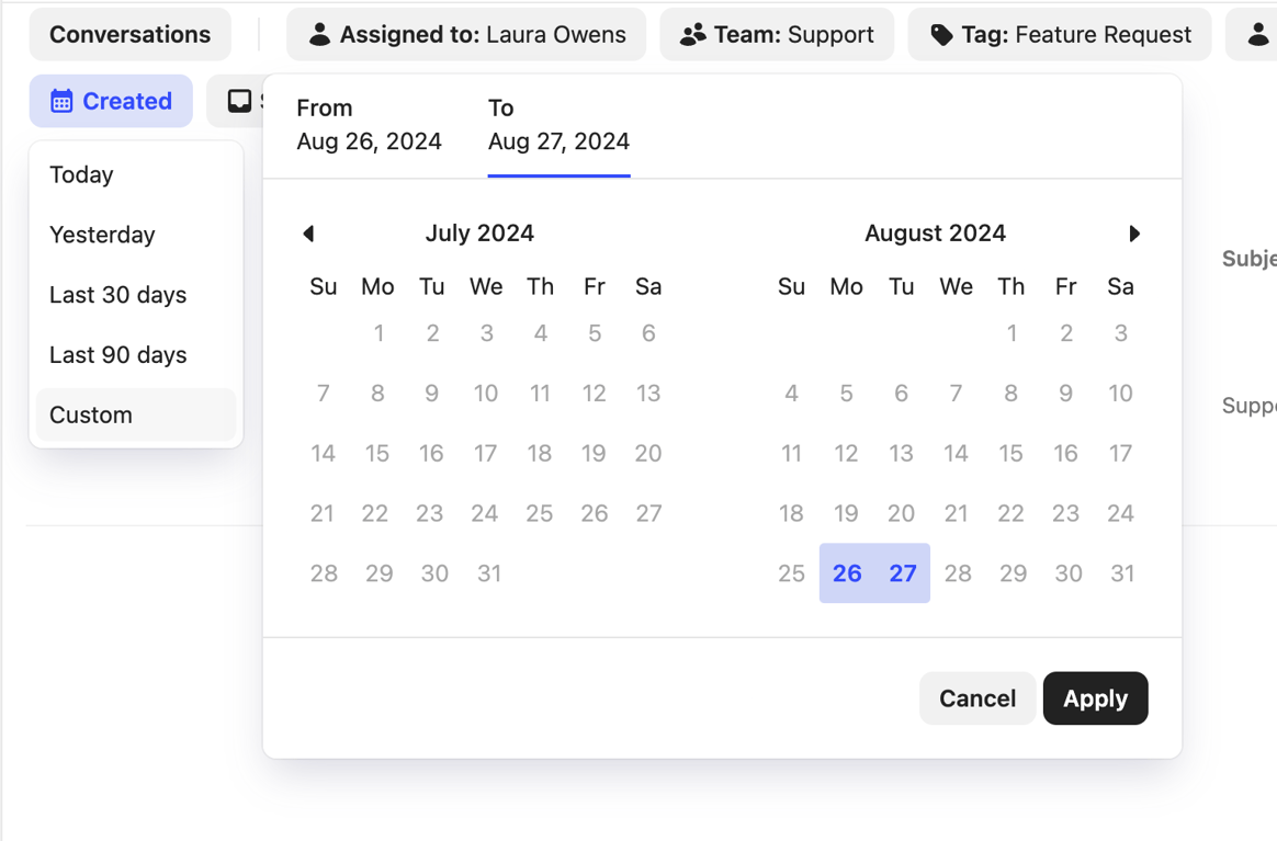Intercom — Datepicker component
