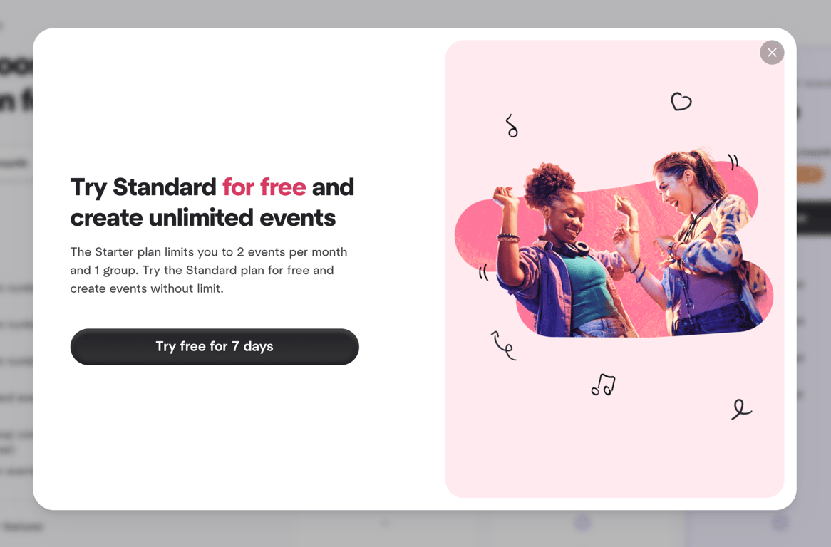 Meetup — Modal component