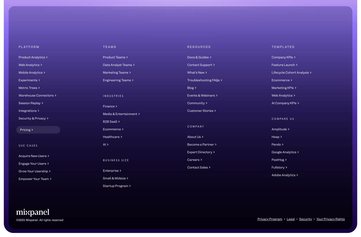 Mixpanel — Footer component