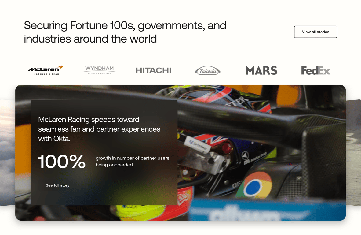 Okta — Social proof component