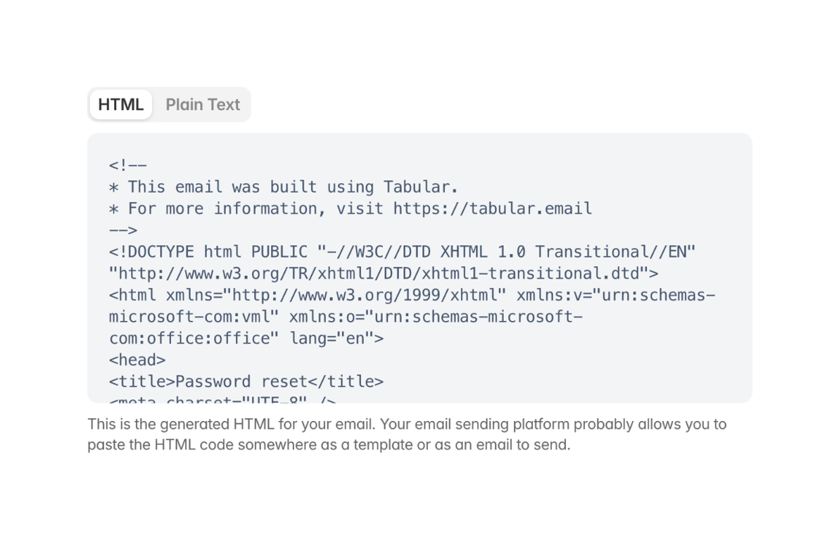 Tabular — Code block component