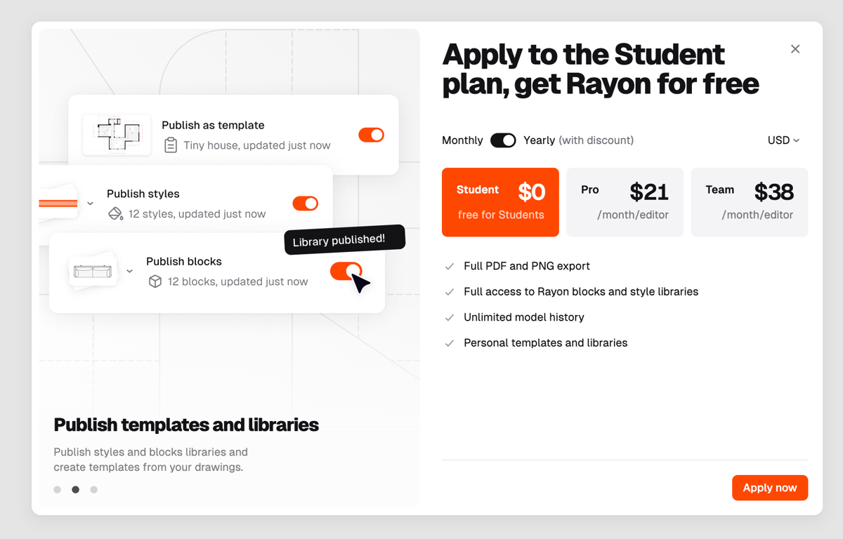 Rayon — Pricing section component