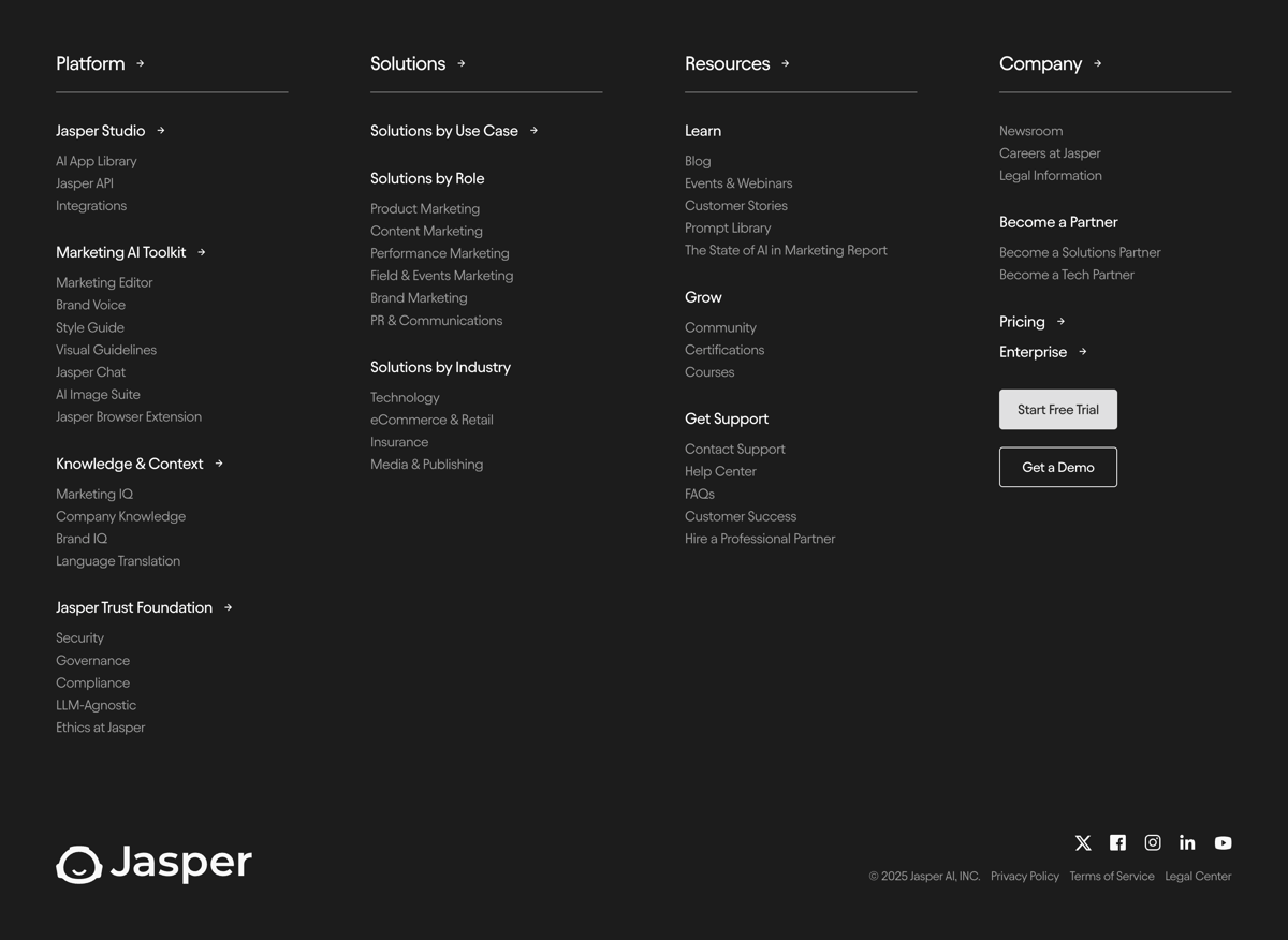 Jasper
				footer ui component