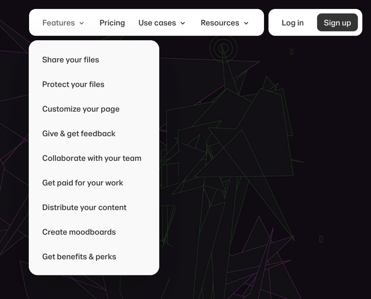 WeTransfer
				flyout menu ui component
