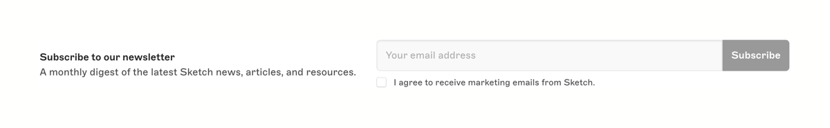 Sketch
				newsletter signup form ui component