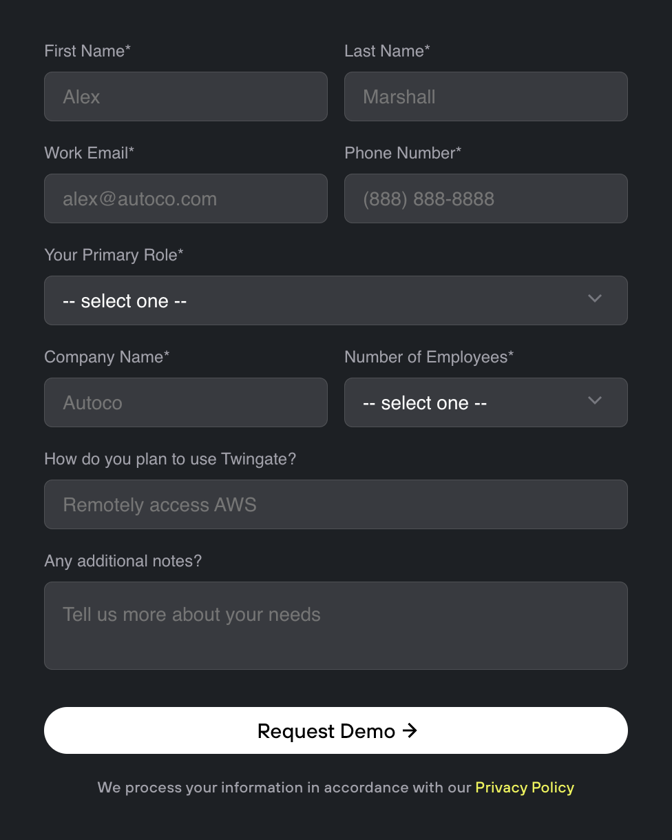 Twingate
				form element ui component