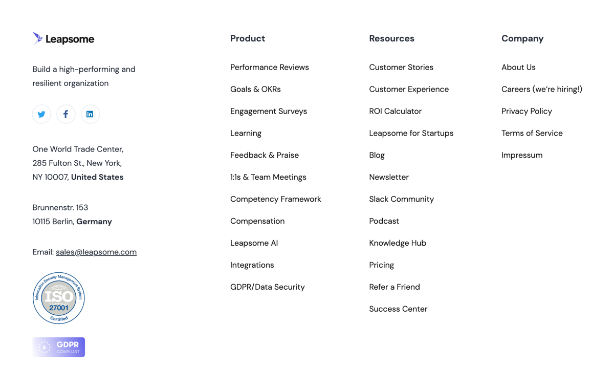 Leapsome
				footer ui component
